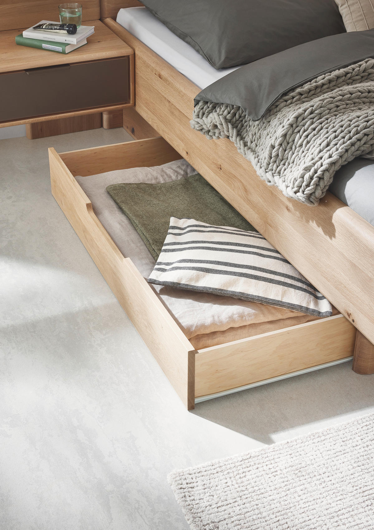 BETTANLAGE - Wildeiche/Bronzefarben, Natur, Glas/Holz (180/200cm) - Valnatura