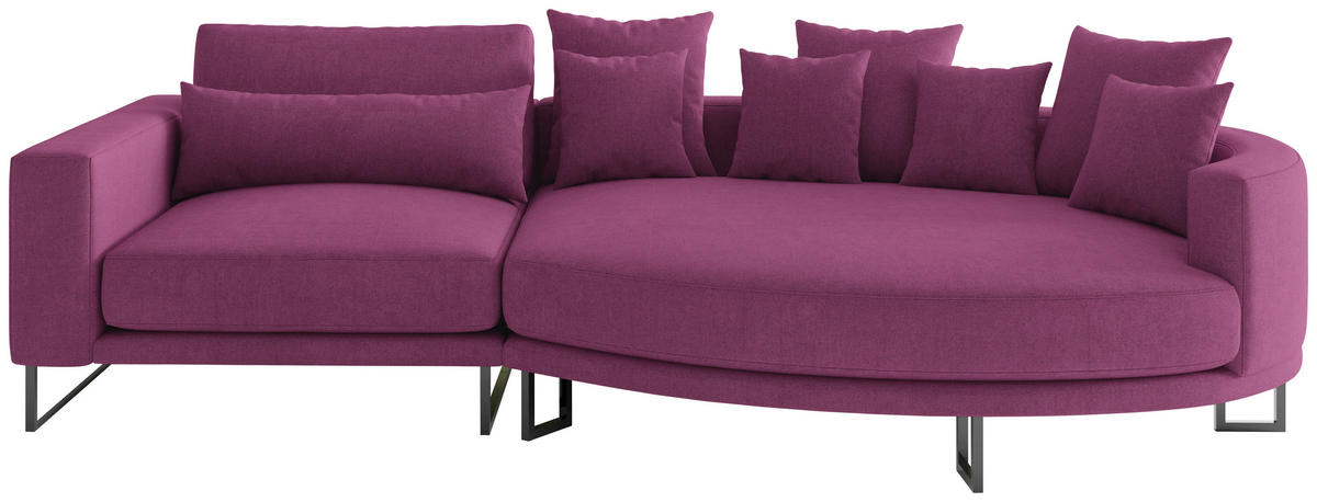 BIGSOFA Natalia Webstoff Magenta  - Magenta/Schwarz, Design, Textil/Metall (283/150cm) - Livetastic
