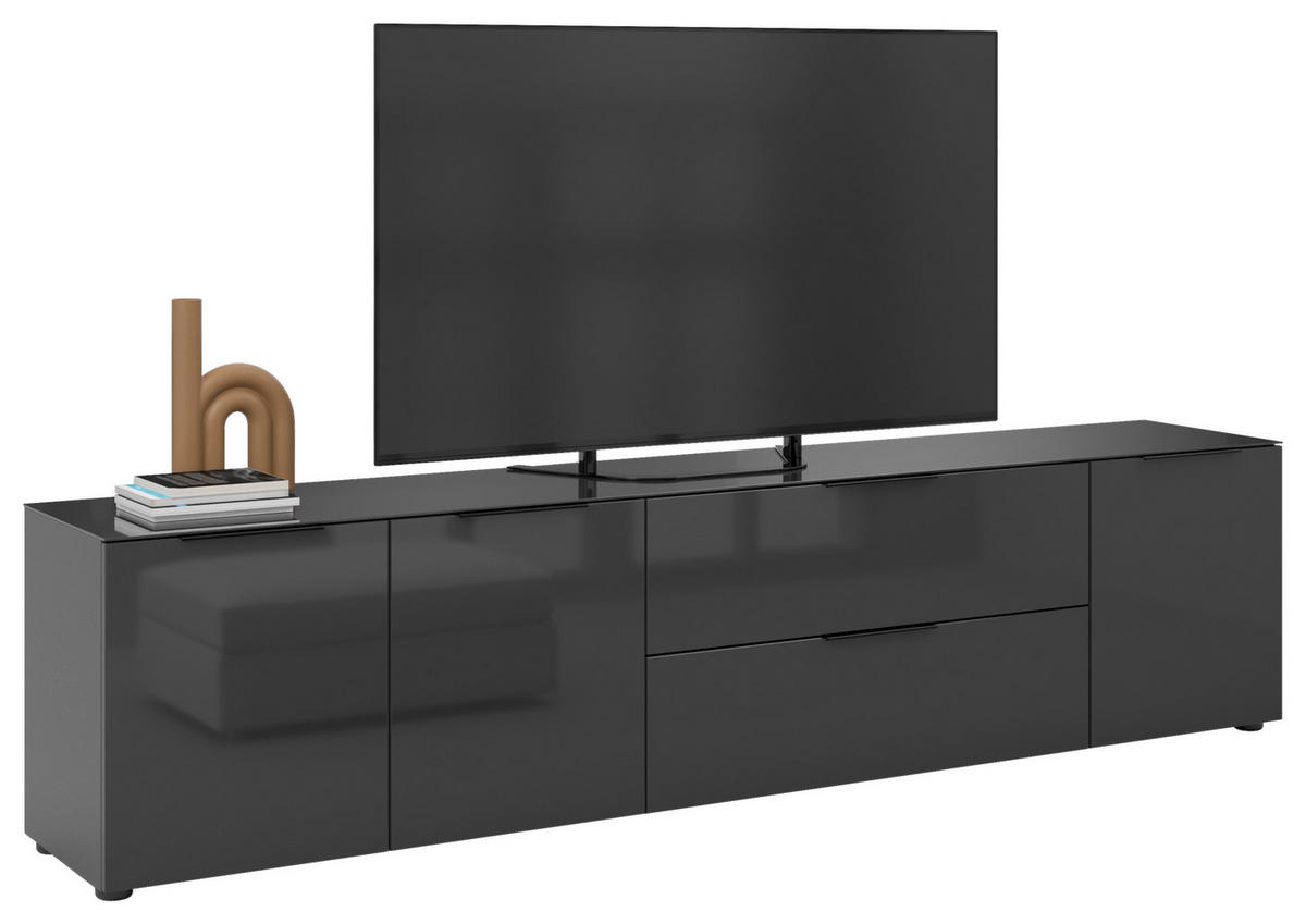 LOWBOARD Style  in 225/53,9/40 cm  - Anthrazit/Anthrazit Hochglanz, Basics, Glas/Holzwerkstoff (225/53,9/40cm)