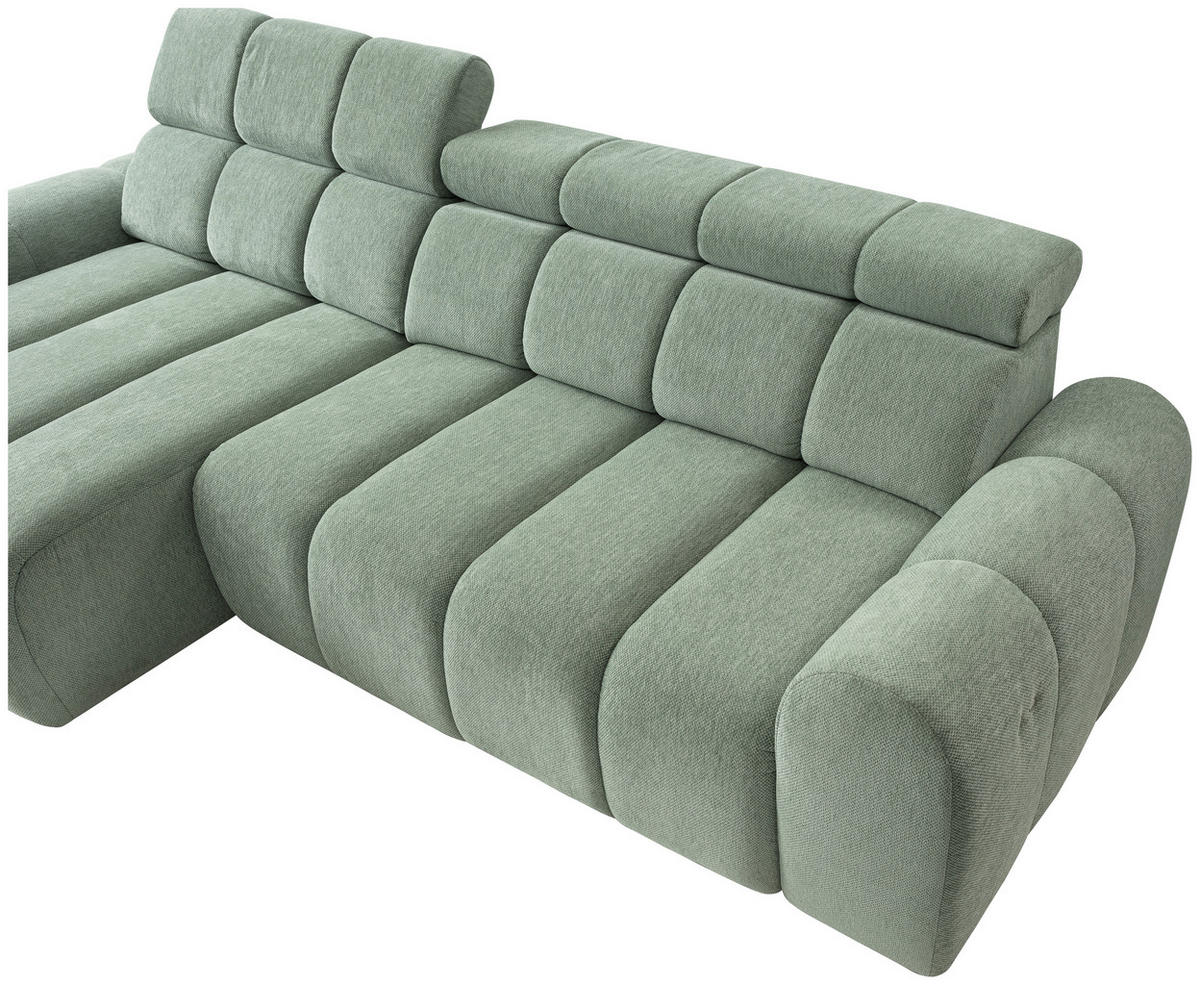 HÖRNSOFFA i chenille salviagrön  - svart/salviagrön, Design, textil/plast (152/290cm) - Livetastic