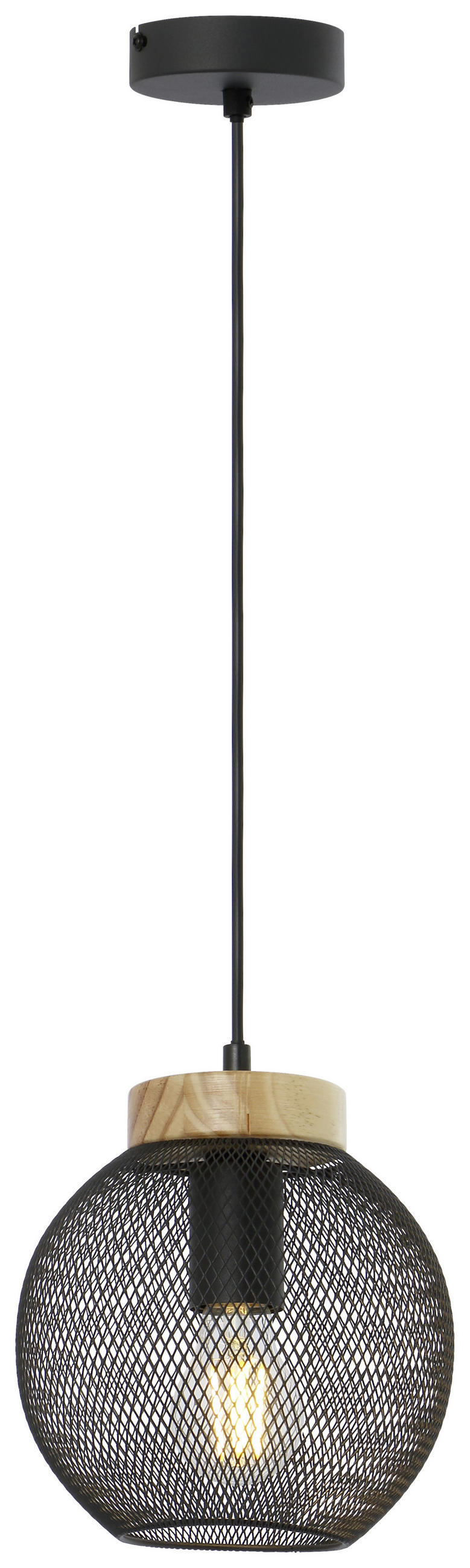 ZÁVĚSNÉ SVÍTIDLO, 20/120 cm  - černá/hnědá, Basics, kov/dřevo (20/120cm) - Globo