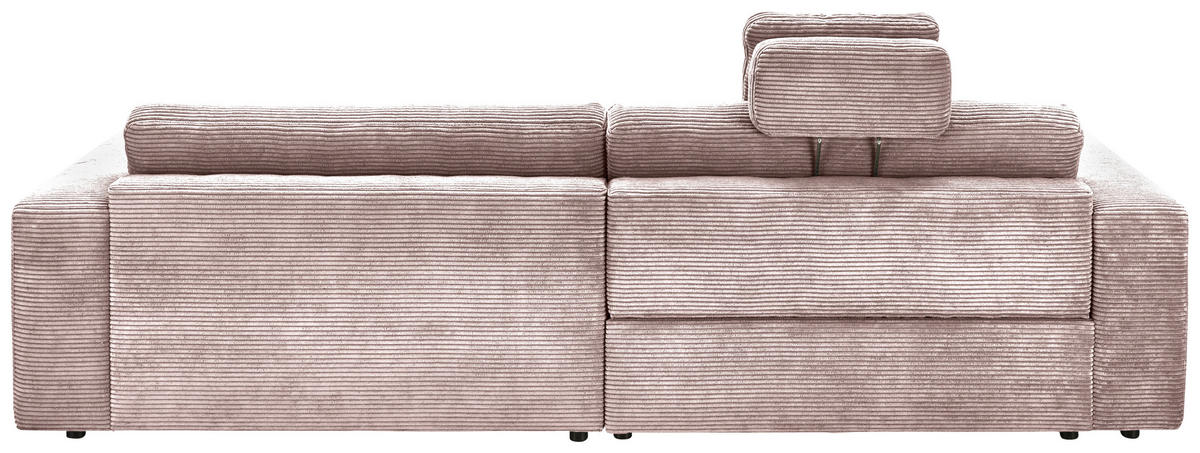 ECKSOFA in Cord Rosa  - Schwarz/Rosa, Design, Kunststoff/Textil (296/168cm) - Pure Home Lifestyle