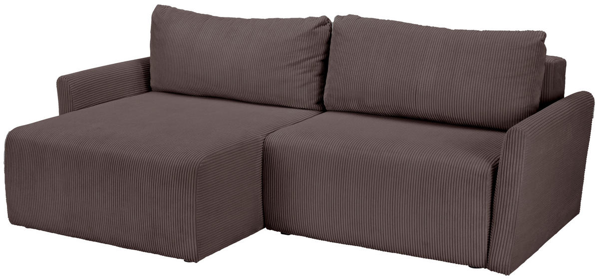 ECKSOFA Cord Braun  - Schwarz/Braun, Konventionell, Kunststoff/Textil (228/146cm) - MID.YOU