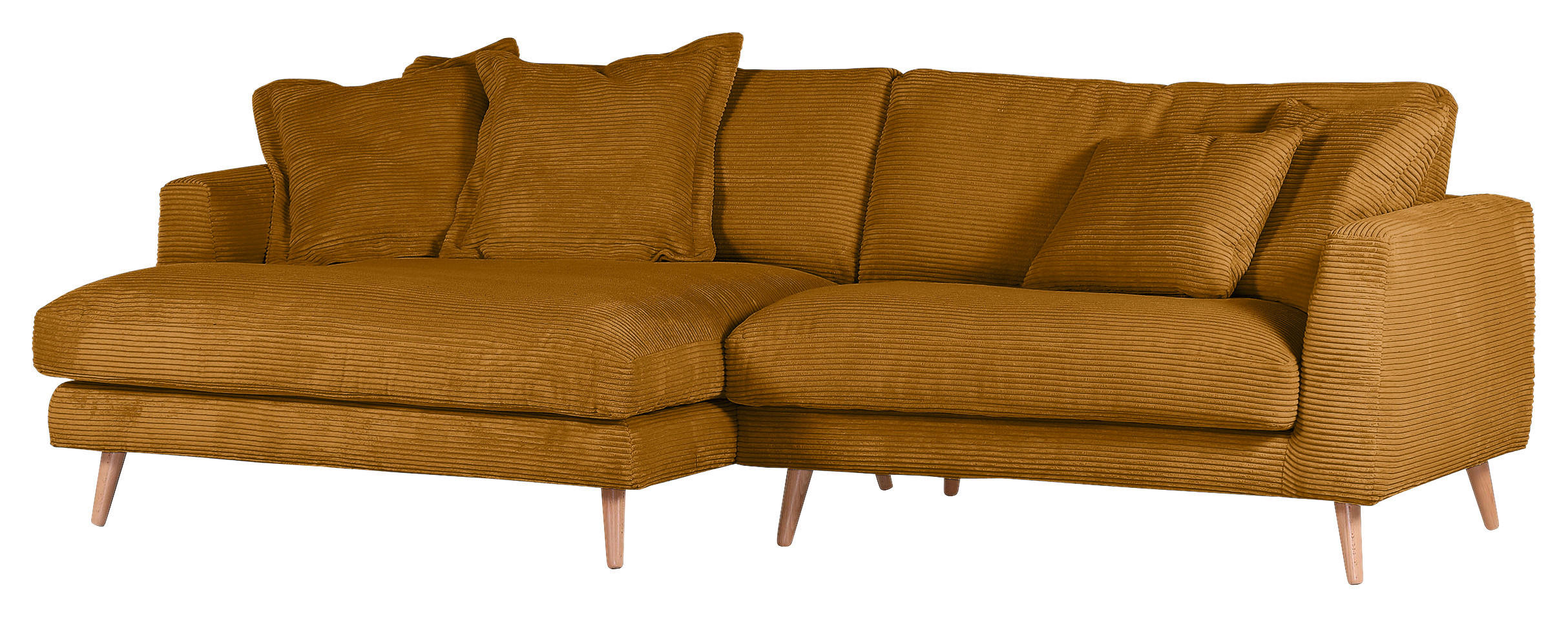 ECKSOFA in Cord Bernsteinfarben - Bernsteinfarben/Naturfarben, Romantik / Landhaus, Holz/Textil (140/270cm) - Landscape