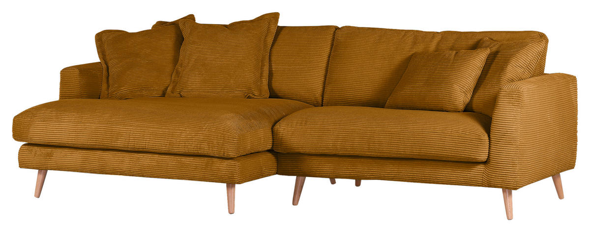 ECKSOFA in Cord Bernsteinfarben  - Bernsteinfarben/Naturfarben, Romantik / Landhaus, Holz/Textil (140/270cm) - Landscape