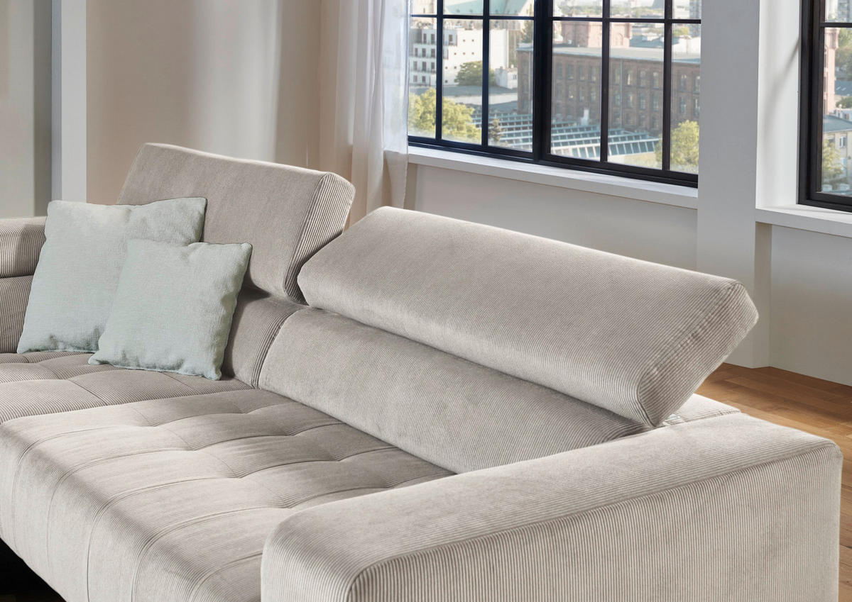 ECKSOFA Naturfarben Cord  - Schwarz/Naturfarben, Design, Textil/Metall (214/261cm) - Beldomo Style