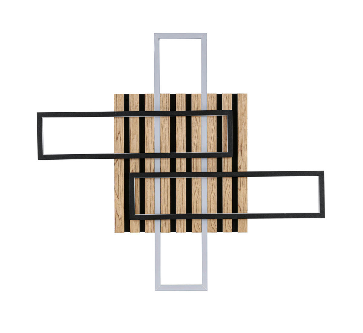 LED-DECKENLEUCHTE 33 W    73,5/66,5/7,5 cm  - Eichefarben/Schwarz, Natur, Holzwerkstoff/Kunststoff (73,5/66,5/7,5cm) - Novel