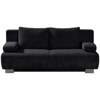 SCHLAFSOFA Rowan Cord Schwarz  inkl. Rückenkissen, Armlehnenkissen, Bettkasten, Schlaffunktion, Rücken echt  - Schwarz, KONVENTIONELL, Textil/Metall (196/89/94cm) - Novel