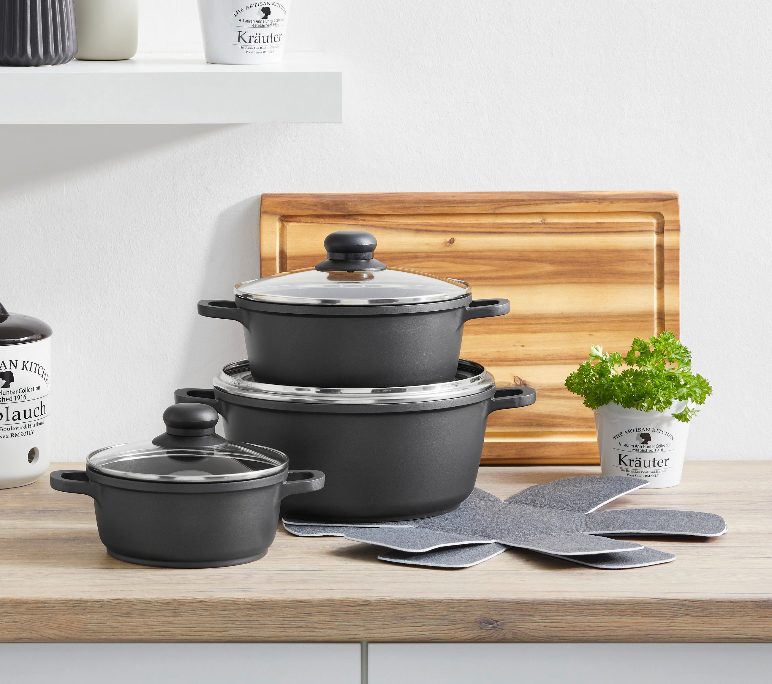 SET ŠERPI 5 delova  - prozirna/boja nerđajućeg čelika, Konvencionalno, staklo/metal - Homeware Profession.