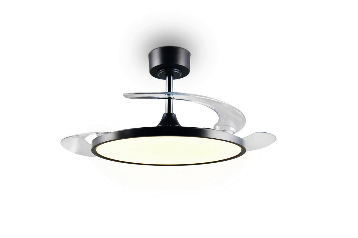 DECKENVENTILATOR - Klar/Schwarz, Design, Kunststoff/Metall (49/35cm)