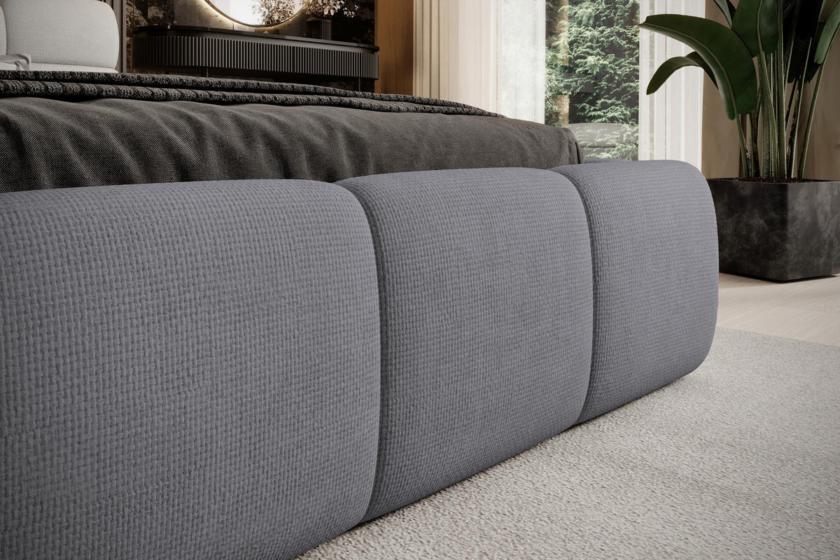POLSTERBETT 180/200 cm,  in Grau,  - Schwarz/Grau, Design, Kunststoff/Textil (180/200cm) - Esposa