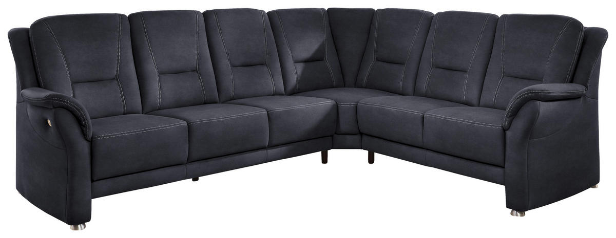 ECKSOFA in Mikrofaser Dunkelblau  275/223 cm  - Beige/Alufarben, KONVENTIONELL, Textil/Metall (275/223cm) - Beldomo Comfort