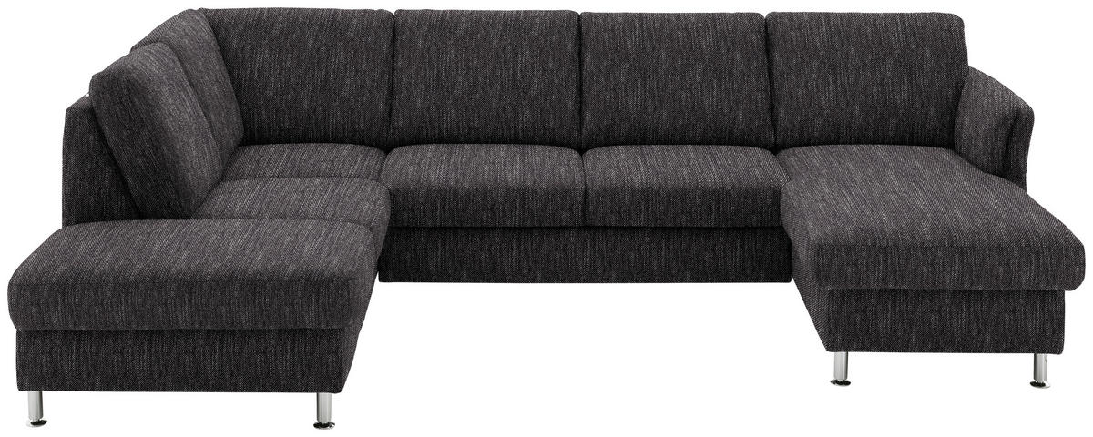 SOFFA i flatväv svart  - kromfärg/svart, Klassisk, metall/textil (200/305/168cm) - Beldomo System