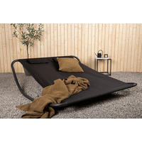 SONNENLIEGE 180/48/200 cm  - Schwarz, KONVENTIONELL, Textil/Metall (180/48/200cm) - Gardenson
