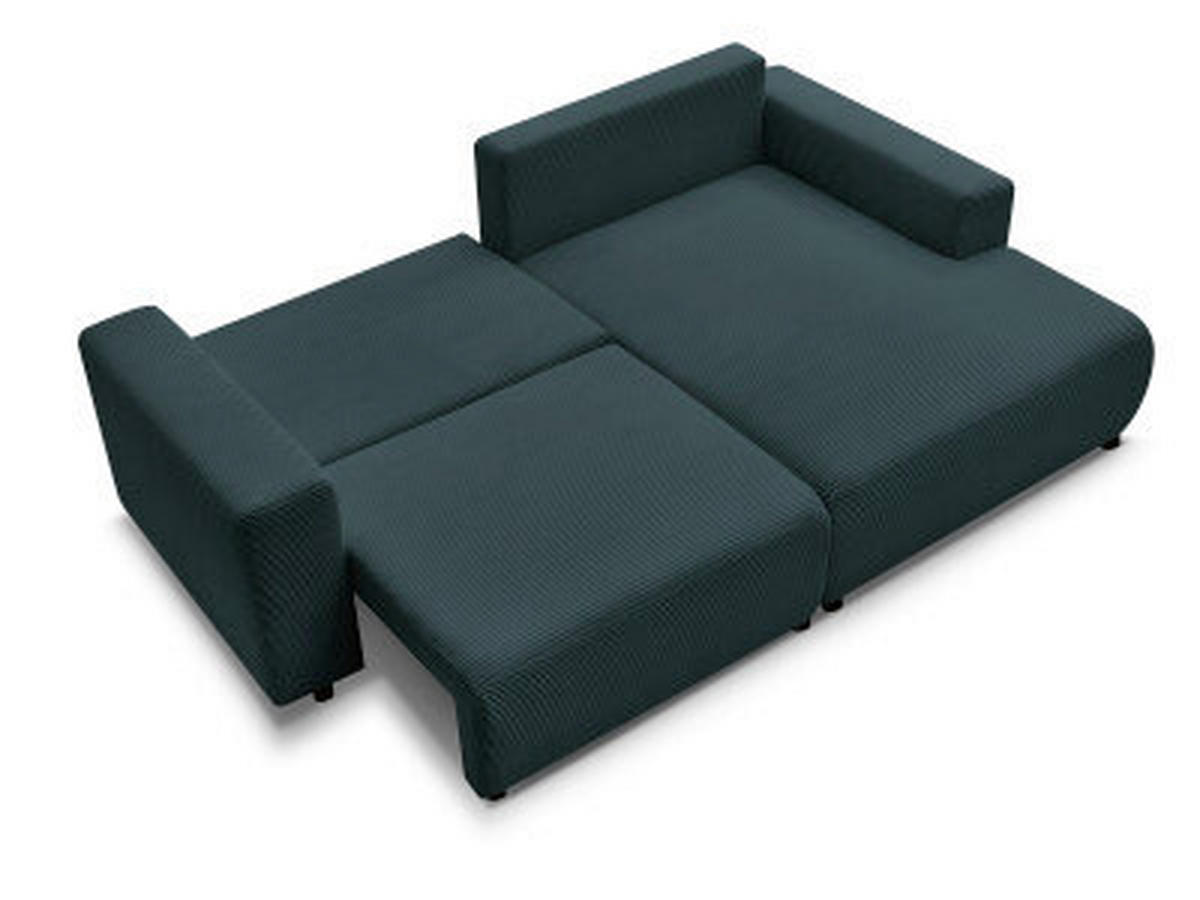 ECKSOFA Ottomane rechts  ATILLA Dunkelblau Cord  - Schwarz/Dunkelblau, MODERN, Kunststoff/Textil (244/149cm)