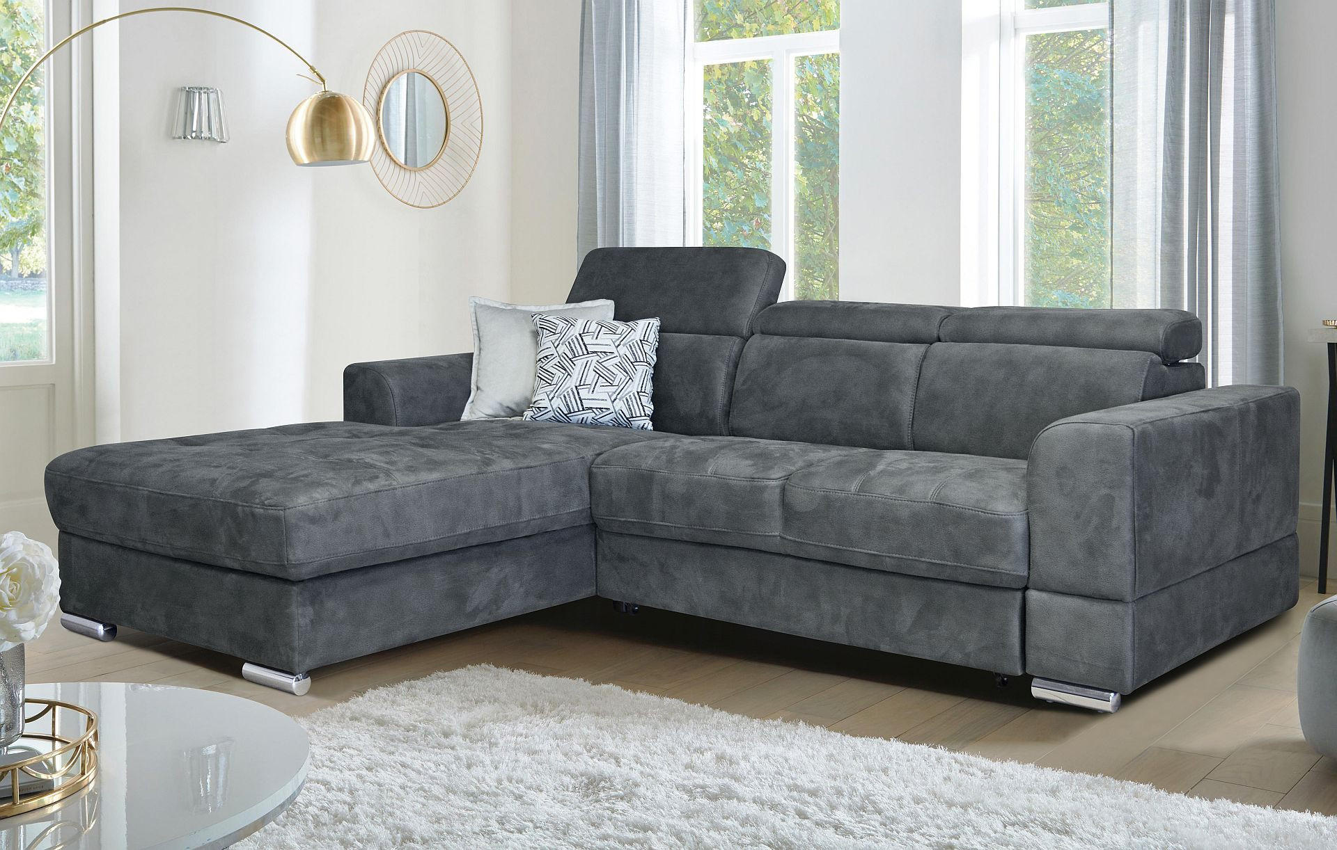 SJEDEĆA GARNITURA drvo, drvni materijal, tekstil  siva   - siva, Moderno, drvni materijal/drvo (194/246cm) - Carryhome