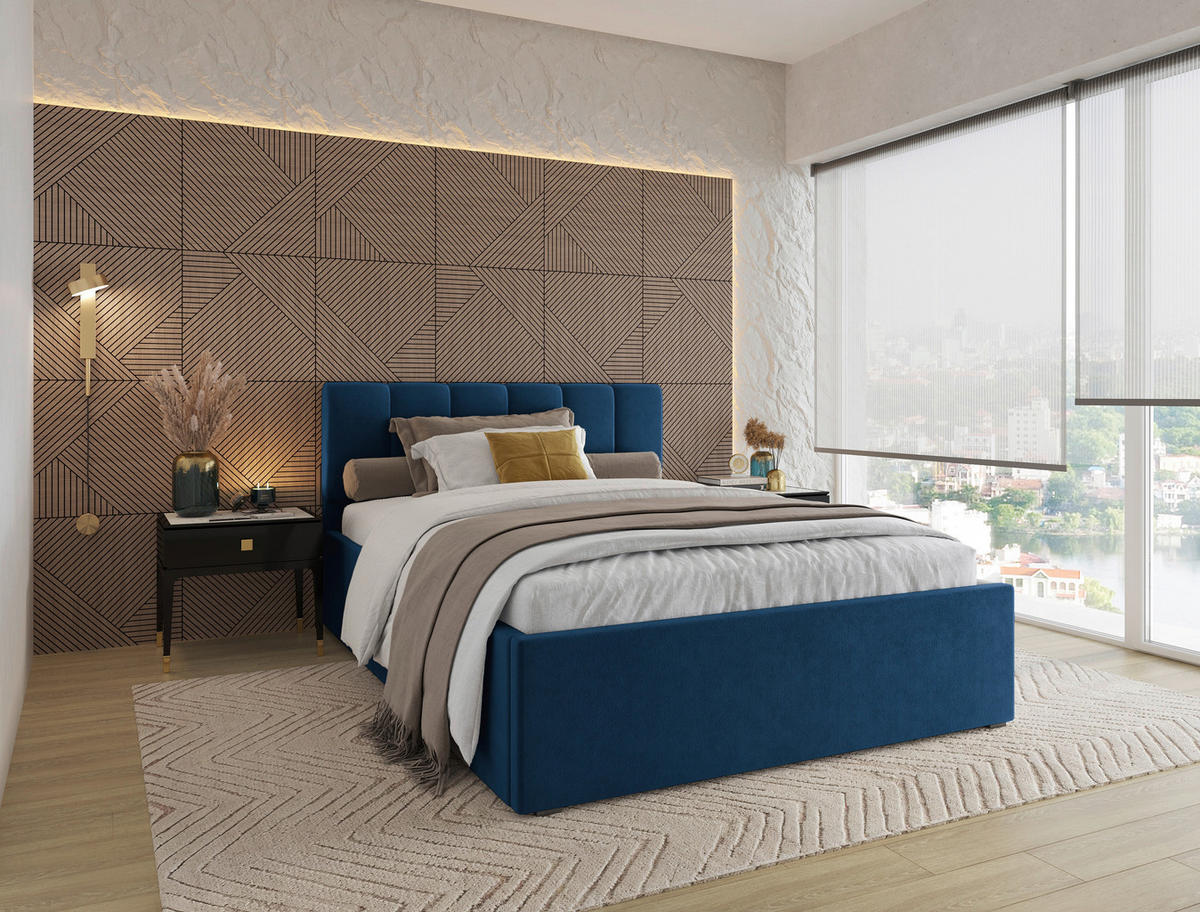 POLSTERBETT Lattenrost, Bettkasten Royalblau 140/200 cm  - Royalblau/Schwarz, Design, Holz/Kunststoff (140/200cm) - Stylife