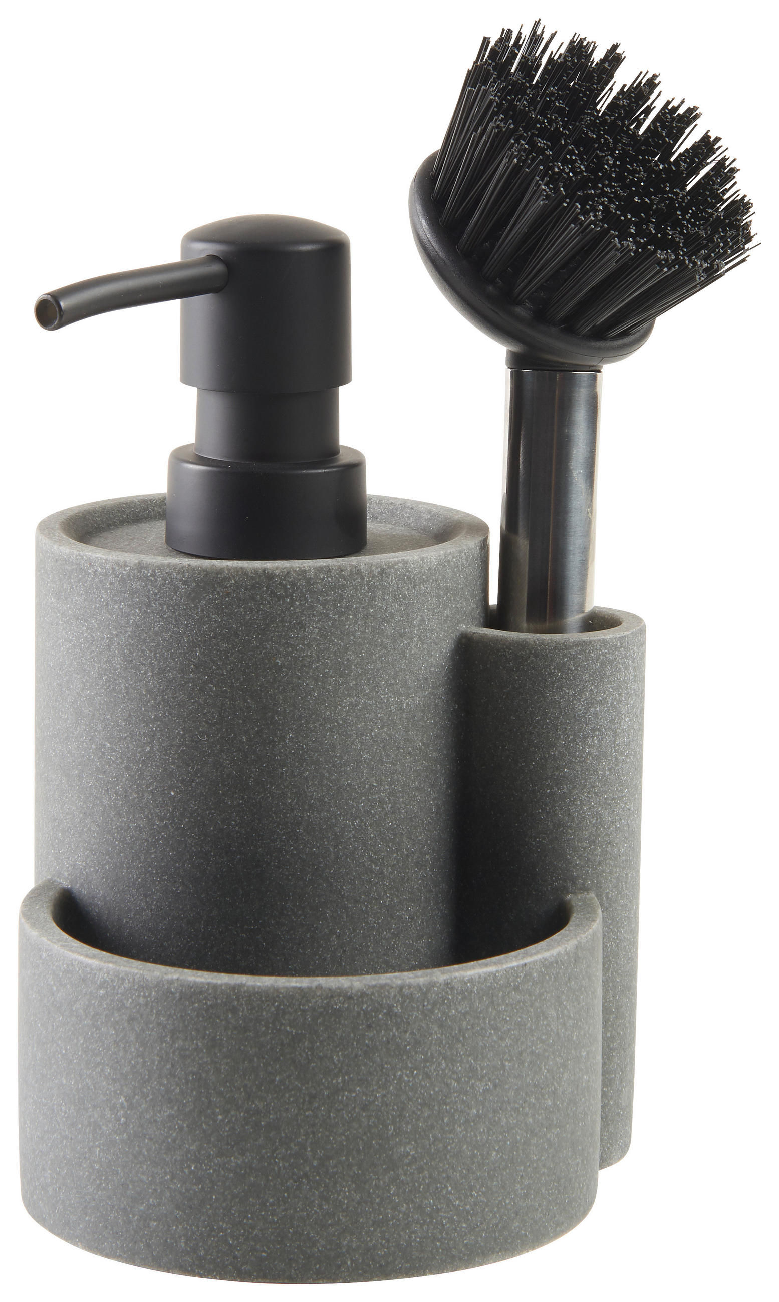 SPÜLMITTELSPENDER  - Grau, Basics, Kunststoff/Metall (12/15,5cm) - Homeware Profession.
