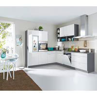 ECKKÜCHE 245/275 cm  in Grau, Weiß, Eichefarben  - Eichefarben/Weiß, Design, Holzwerkstoff (245/275cm) - Welnova