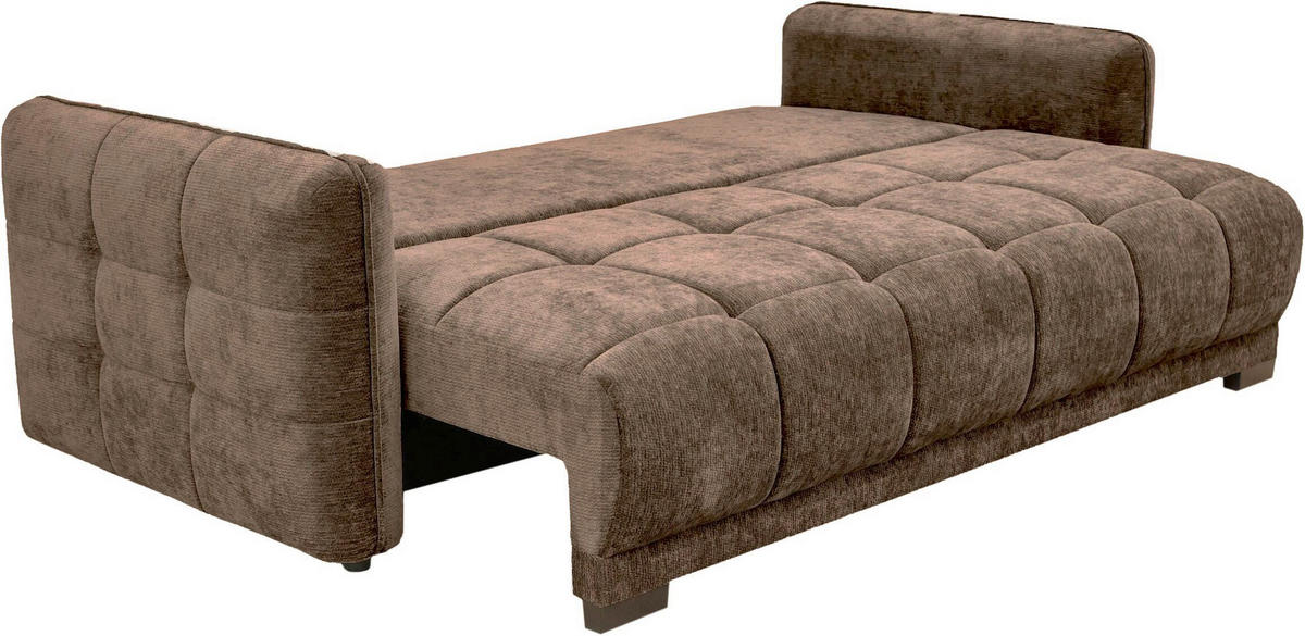 BOXSPRINGSOFA Chenille Braun  inkl. Zierkissen, Rückenkissen, Bettkasten, Schlaffunktion  - Schwarz/Braun, KONVENTIONELL, Kunststoff/Textil (235/94/103cm) - Novel