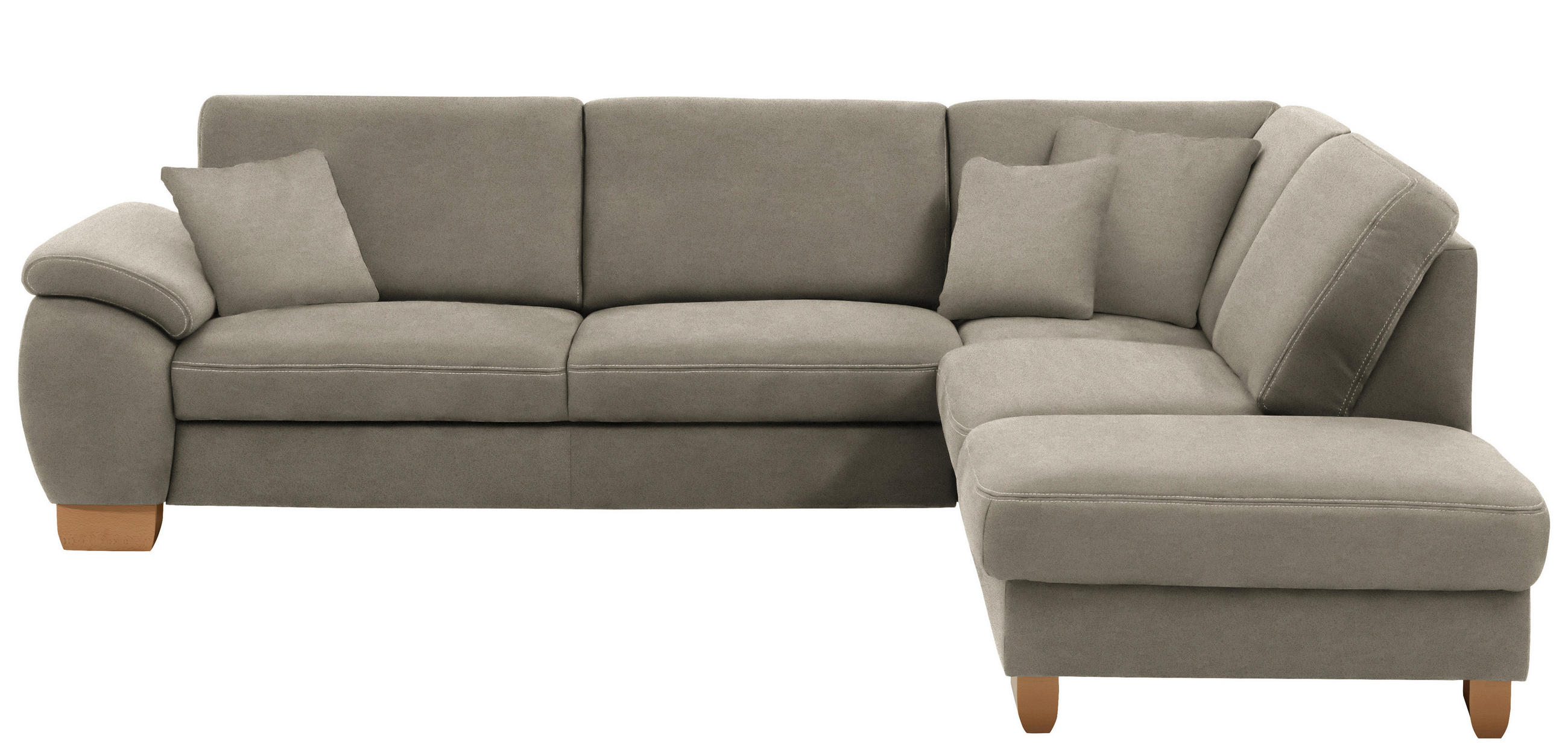 ECKSOFA in Mikrofaser Hellgrau  - Wildeiche/Beige, Natur, Holz/Textil (286/236cm) - Voleo