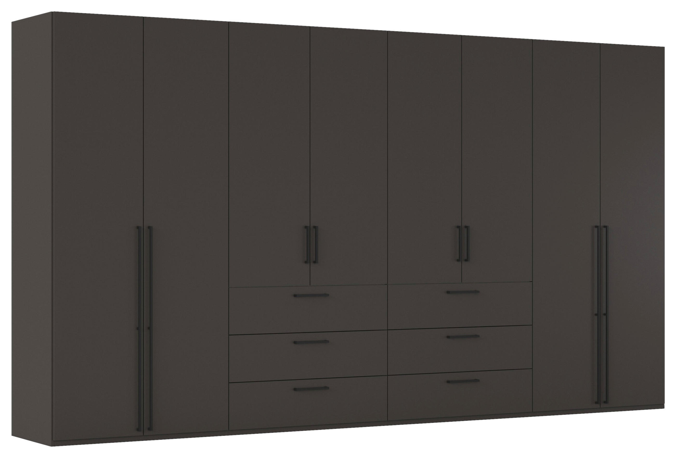 DREHTÜRENSCHRANK 400/223/61 cm,  in Graphitfarben, 8-türig  - Schwarz/Graphitfarben, Basics, Holzwerkstoff/Metall (400/223/61cm) - Novel