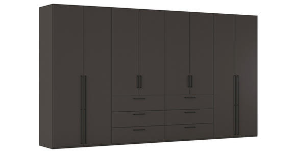 DREHTÜRENSCHRANK 400/235/61 cm,  in Graphitfarben, 8-türig  - Schwarz/Graphitfarben, Basics, Holzwerkstoff/Metall (400/235/61cm) - Novel