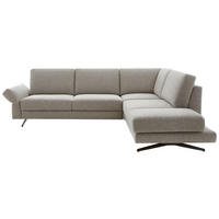 ECKSOFA in Flachgewebe Beige  259/218 cm  - Beige/Schwarz, Design, Textil/Metall (259/218cm) - Koinor