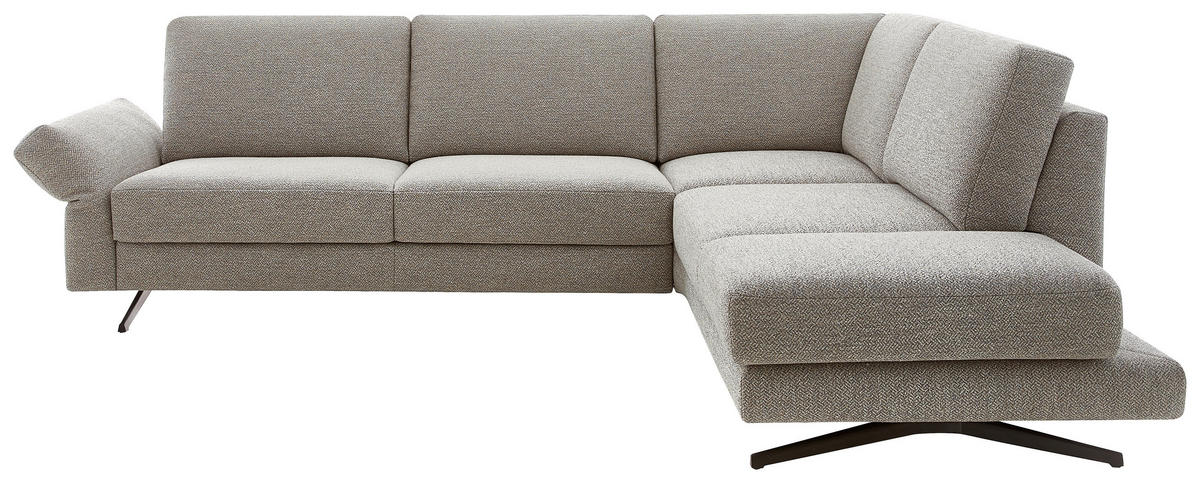 ECKSOFA in Flachgewebe Beige  259/218 cm  - Beige/Schwarz, Design, Textil/Metall (259/218cm) - Koinor