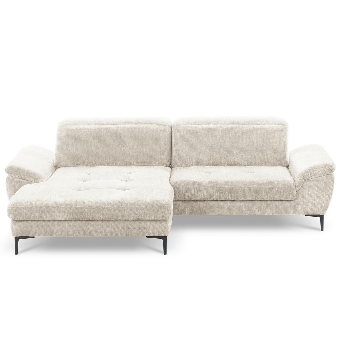 ECKSOFA  Webstoff Weiss  - Weiss/Schwarz, Design, Textil/Metall (195/268cm) - Livetastic