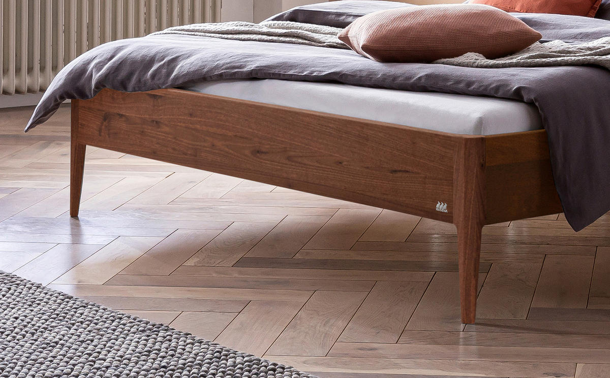 BETT 140/200 cm  in Nussbaumfarben, Hellgrau  - Nussbaumfarben/Hellgrau, KONVENTIONELL, Holz (140/200cm) - Hasena