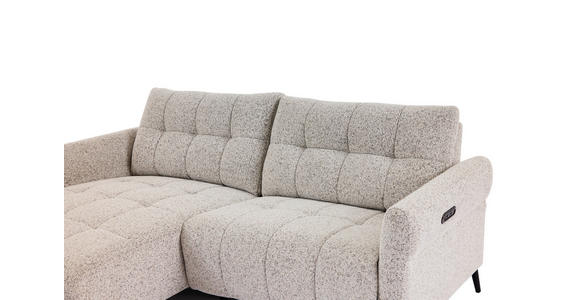 ECKSOFA  in Webstoff Grau Rücken echt, Armteilverstellung, Relaxfunktion  156/220 cm  - Schwarz/Grau, Design, Textil/Metall (156/220cm) - Carryhome