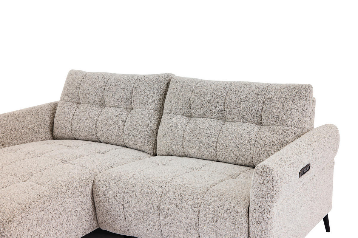 ECKSOFA in Webstoff Grau  156/220 cm  - Grau/Nickelfarben, Design, Textil/Metall (156/220cm) - Carryhome