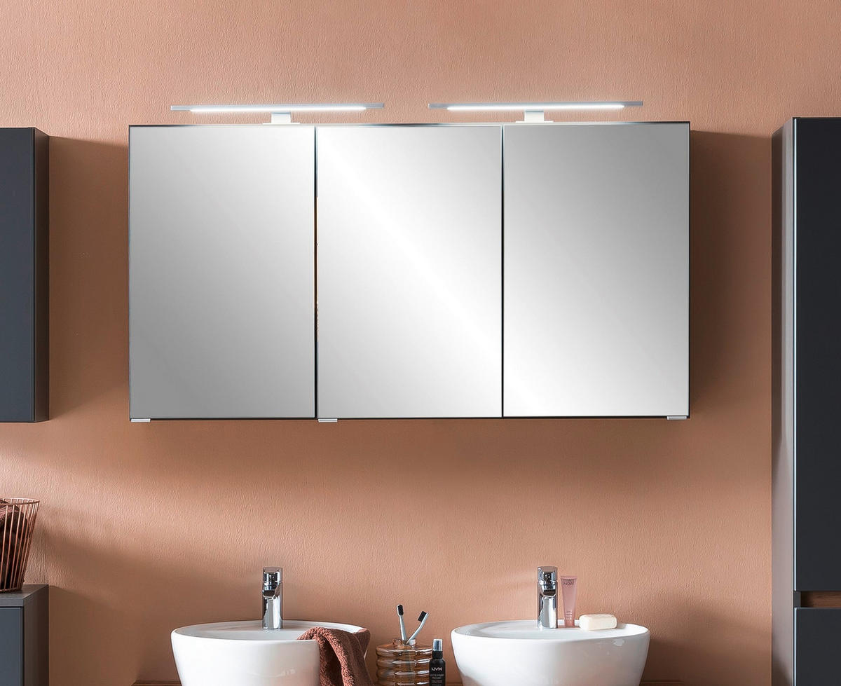 SPIEGELSCHRANK 120/64/20 cm  - Graphitfarben, Natur, Holzwerkstoff (120/64/20cm) - Xora