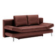 SCHLAFSOFA  in Echtleder Weinrot  - Chromfarben/Weinrot, Design, Leder/Metall (200/85/90cm) - Novel