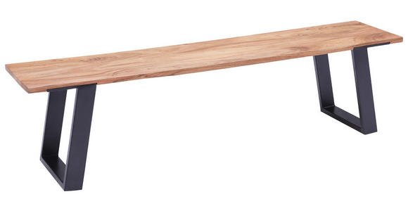 SITZBANK 175/45/38 cm in Schwarz, Akaziefarben - Schwarz/Akaziefarben, Natur, Holz/Metall (175/45/38cm) - Landscape