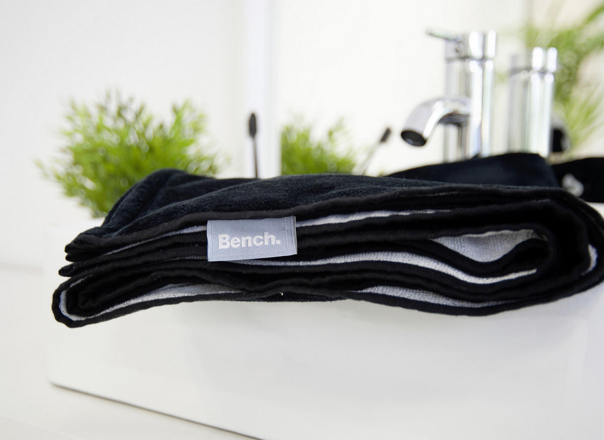 STRANDTUCH Schwarz, Weiß 80/180 cm  - Schwarz/Weiß, KONVENTIONELL, Textil (80/180cm) - Bench