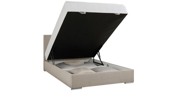 BOXBETT 90/200 cm  in Sandfarben  - Sandfarben/Chromfarben, KONVENTIONELL, Kunststoff/Textil (90/200cm) - Carryhome