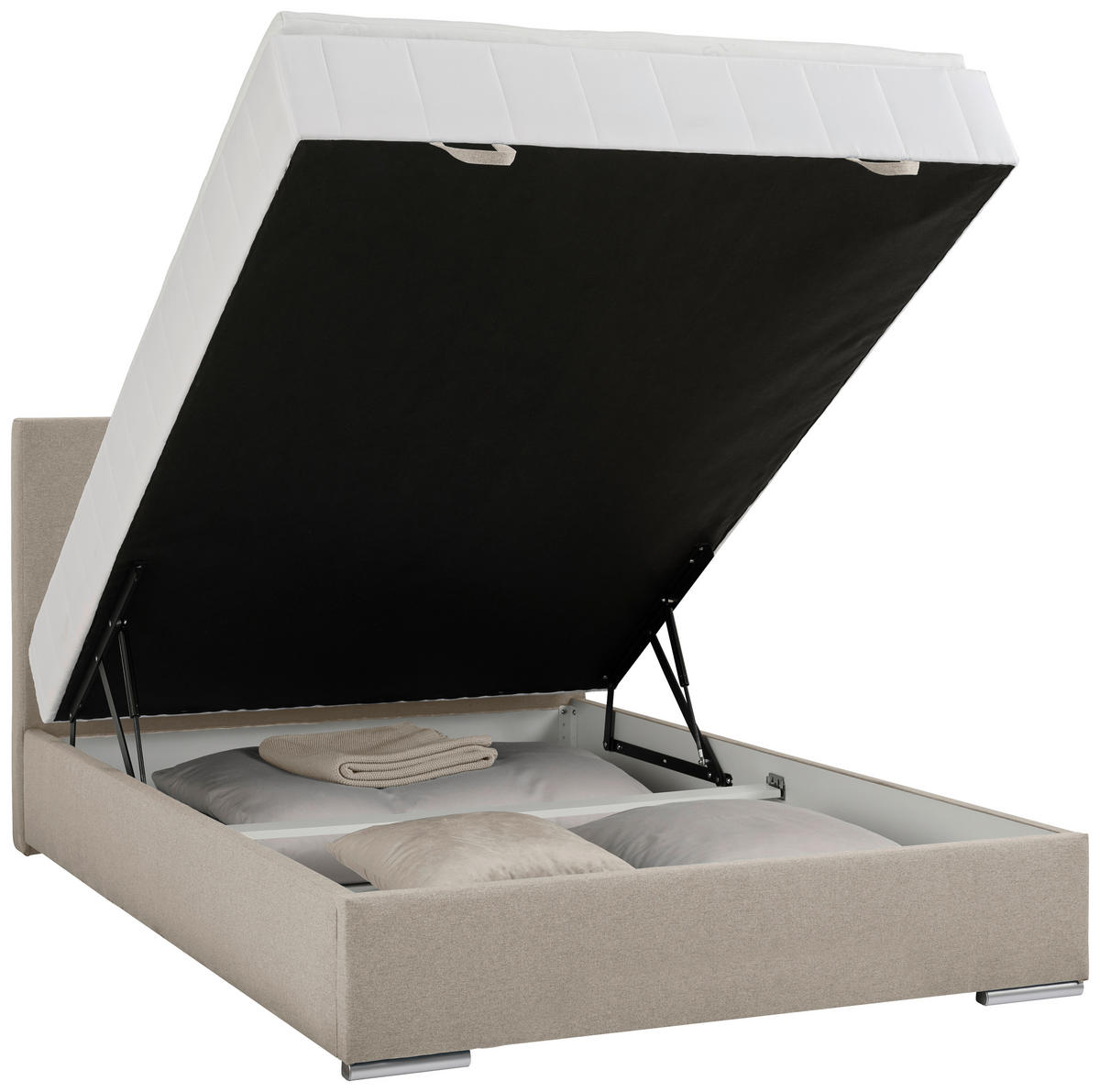 BOXBETT 90/200 cm  in Sandfarben  - Sandfarben/Chromfarben, Konventionell, Kunststoff/Textil (90/200cm) - Carryhome