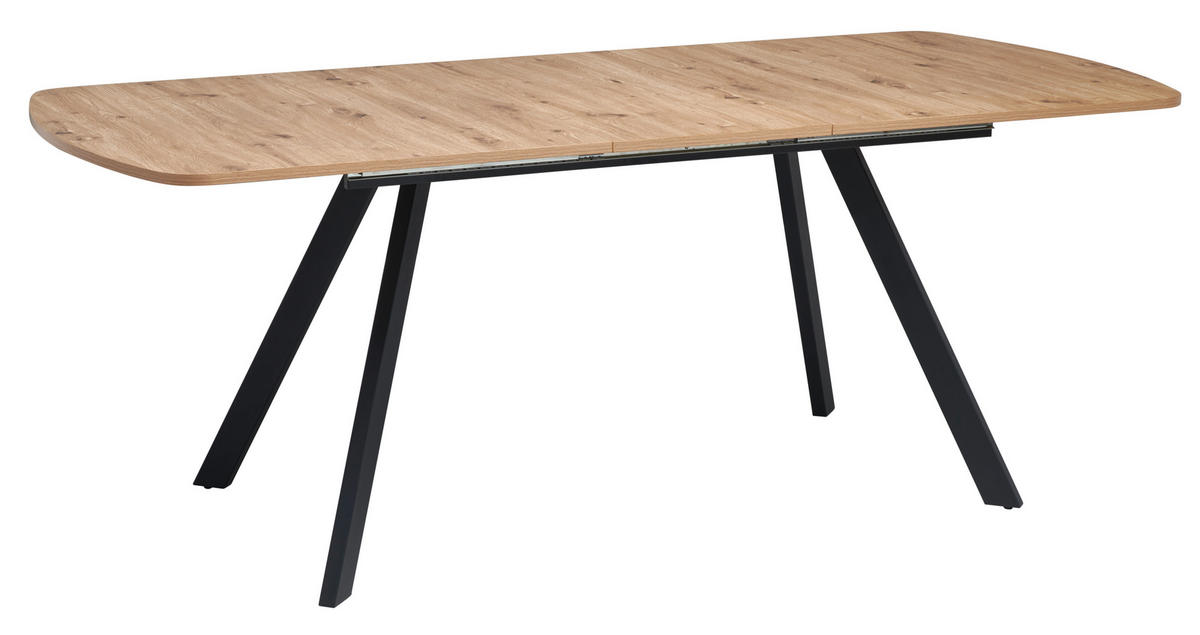 ESSTISCH in Metall, Holzwerkstoff 160-200/90/75 cm  - Schwarz/Eiche Artisan, KONVENTIONELL, Holzwerkstoff/Metall (160-200/90/75cm) - MID.YOU