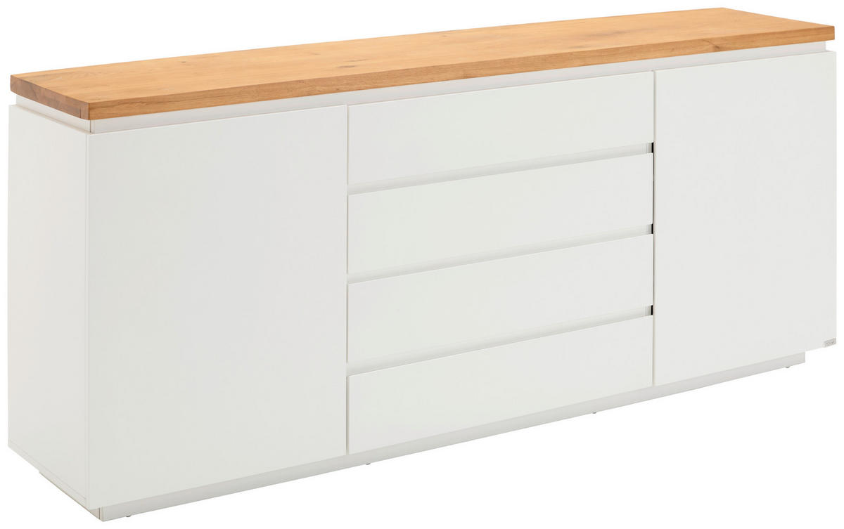 SIDEBOARD  195/82/41,5 cm 4 Schublade(n)  - Eichefarben/Weiß, KONVENTIONELL, Holz/Holzwerkstoff (195/82/41,5cm) - Novel