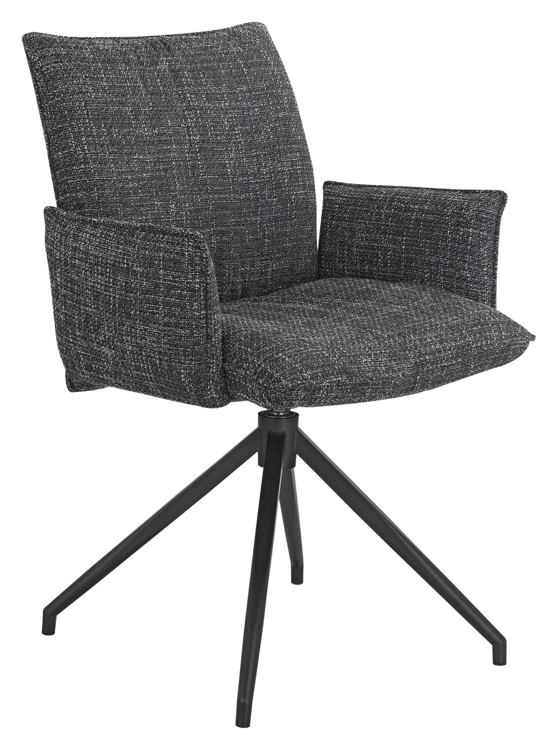 ARMLEHNSTUHL  Sitzfläche 360° drehbar, automatische Rückholfunktion Webstoff  Schwarz  - Schwarz, Design, Textil/Metall (60,5/87/61,5cm) - Novel