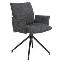 ARMLEHNSTUHL  Sitzfläche 360° drehbar, automatische Rückholfunktion Webstoff  Schwarz  - Schwarz, Design, Textil/Metall (60,5/87/61,5cm) - Novel