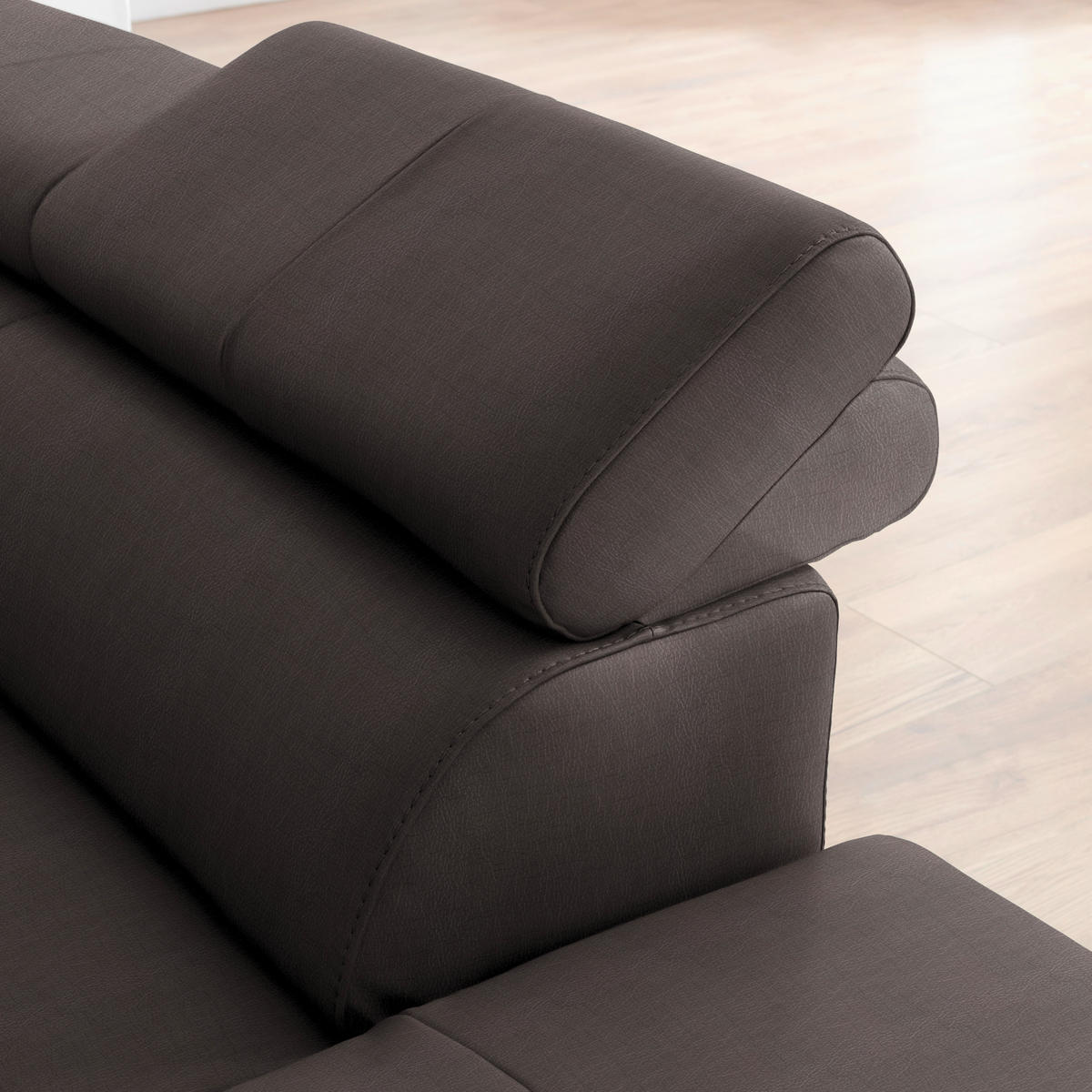 ECKSOFA in Lederlook Kombination Echtleder/Lederlook Dunkelbraun  - Dunkelbraun/Schwarz, Design, Leder/Textil (256/220cm) - Celina Home
