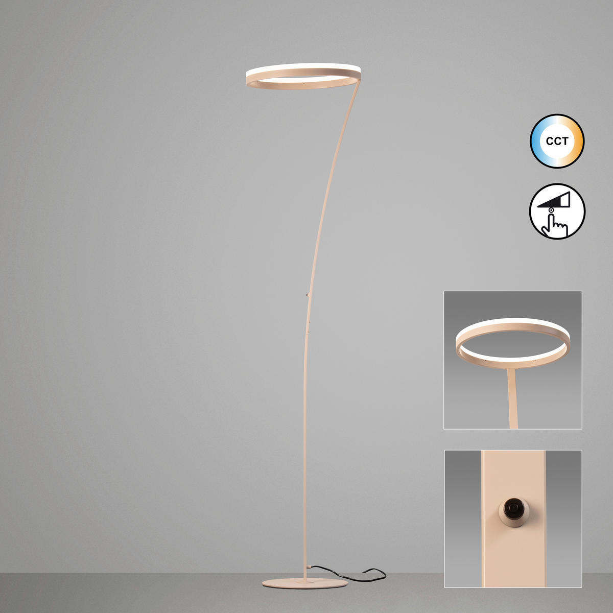 LED-STEHLEUCHTE Sirko 40/177/40 cm   - Sandfarben/Schwarz, Design, Metall (40/177/40cm) - Fischer & Honsel