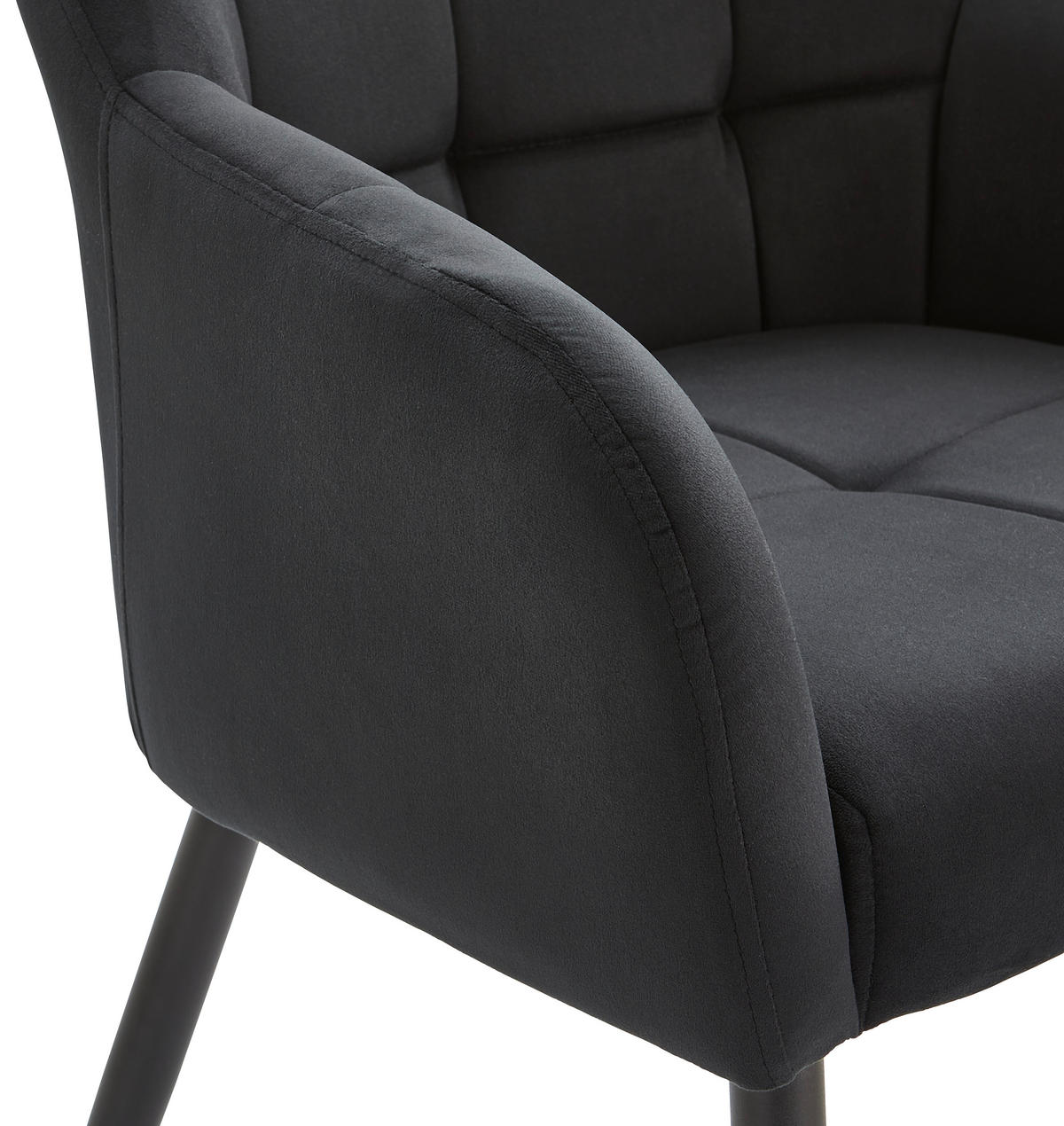 ARMLEHNSTUHL  in Eisen Samt  - Dunkelgrau/Schwarz, MODERN, Textil/Metall (60/82/60cm) - Livetastic