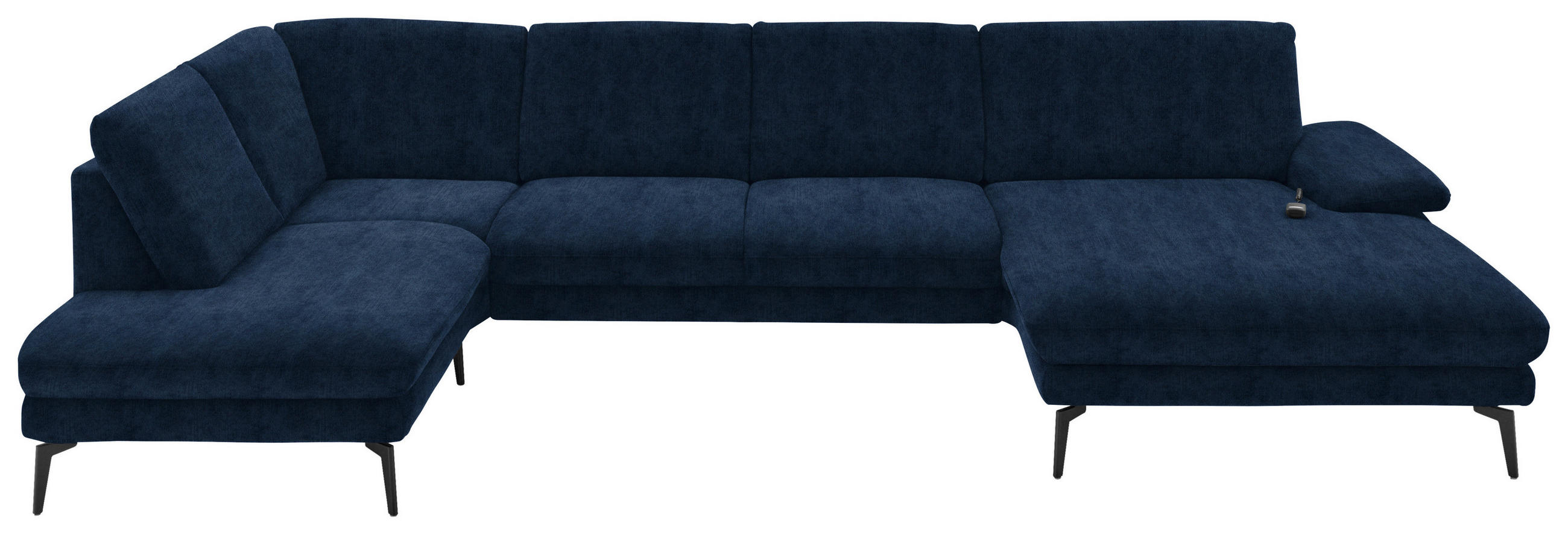 WOHNLANDSCHAFT in Velours Dunkelblau  - Schwarz/Dunkelblau, Design, Textil/Metall (208/344/180cm) - Dieter Knoll