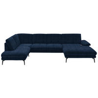WOHNLANDSCHAFT in Velours Dunkelblau  - Schwarz/Dunkelblau, Design, Textil/Metall (208/344/180cm) - Dieter Knoll