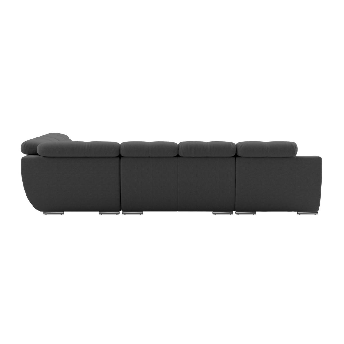 WOHNLANDSCHAFT MULTI Schwarz Chenille  - Chromfarben/Schwarz, MODERN, Textil/Metall (184/345/228cm) - Livetastic