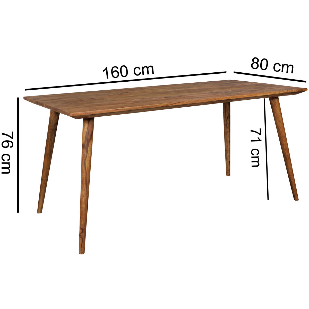ESSTISCH Sheesham massiv rechteckig Sheeshamfarben  - Sheeshamfarben, Design, Holz (160/80/76cm) - MID.YOU
